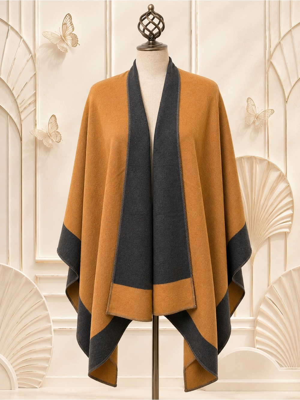 🆕😍Lux Cinnamon/Charcoal Reversable 2 Tone Cape